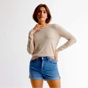 Quince Lightweight Cotton Cashmere Crewneck in Heather Oatmeal